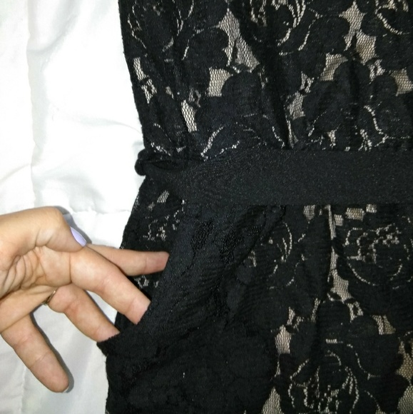 Black Lace Dress with Pockets - Picture 3 of 8